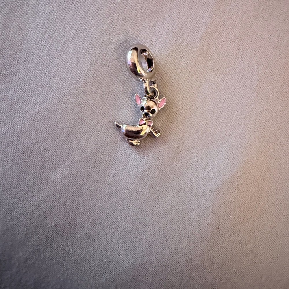 Silver and Pink Chihuahua Dangle Dog Charm - Picture 4 of 4